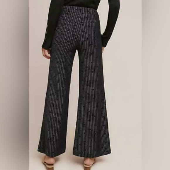 Anthropologie Cartonnier Jacquard Stripe Dot Wide Leg Pants size 8/28, like new. - Picture 9 of 14